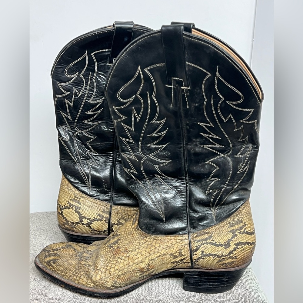Vintage Handmade Mens Exotic Python Snakeskin Wes… - image 7
